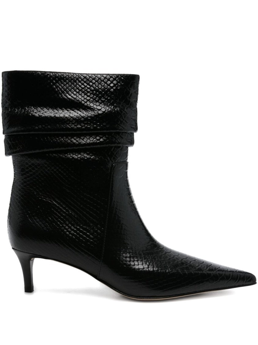 Michael Kors Textured Black Leather Ankle Boots