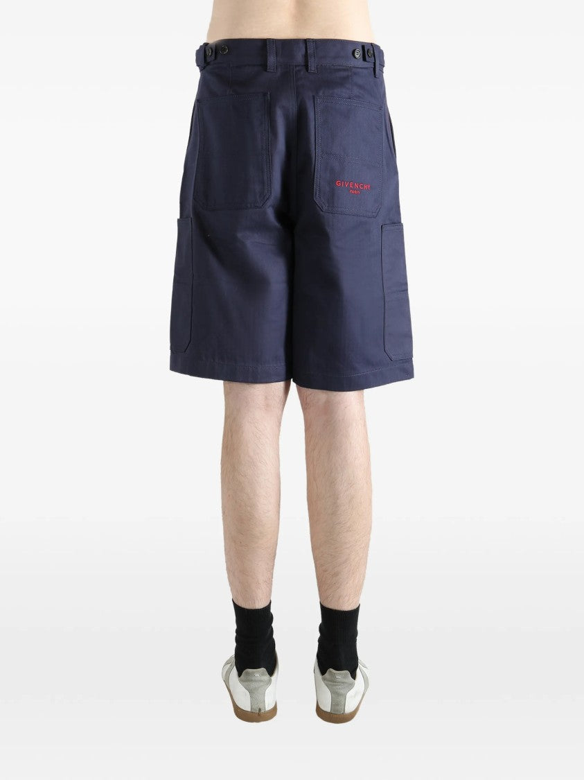 Givenchy Structured Denim Patch Pocket Cotton Shorts
