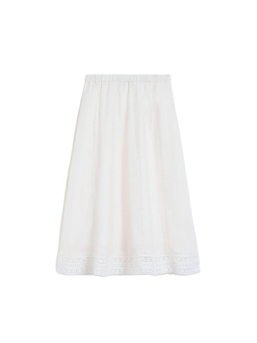 Max Mara Flared Midi Skirt With Vertical Eyelet Detailing