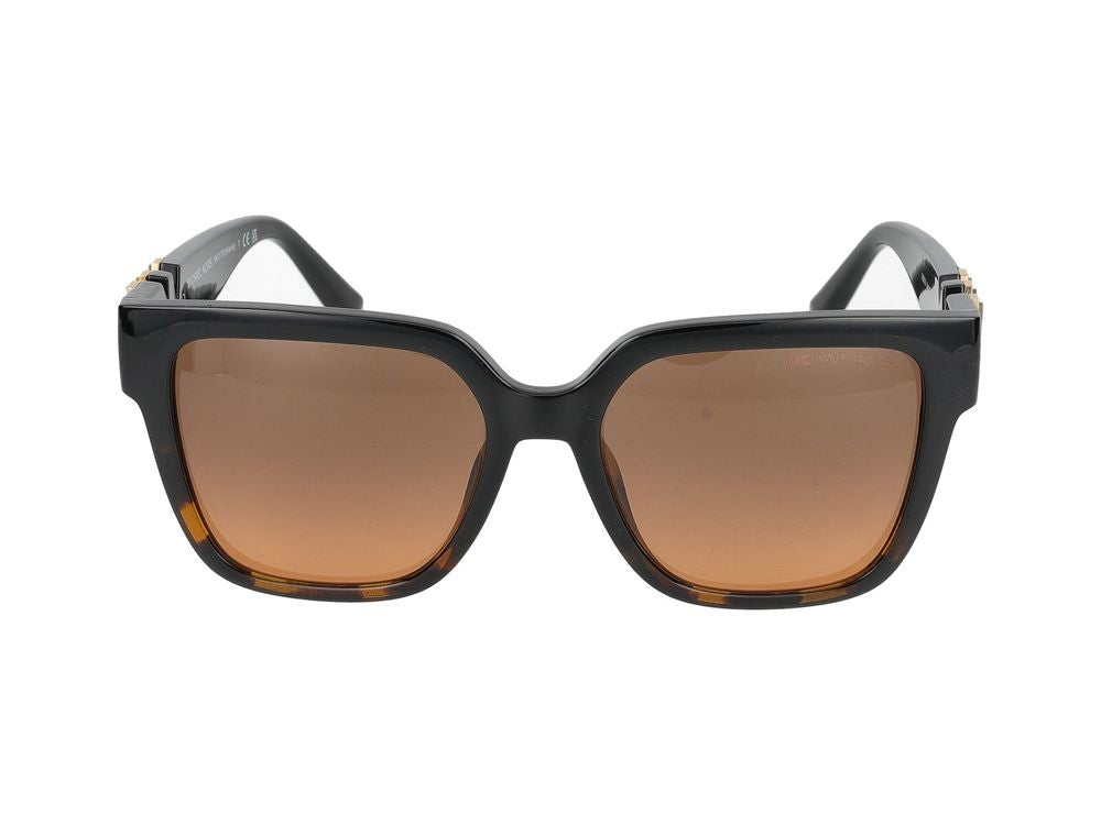 Michael Kors Oversized Square Frame Sunglasses With Gradient Lenses And Gold Accents