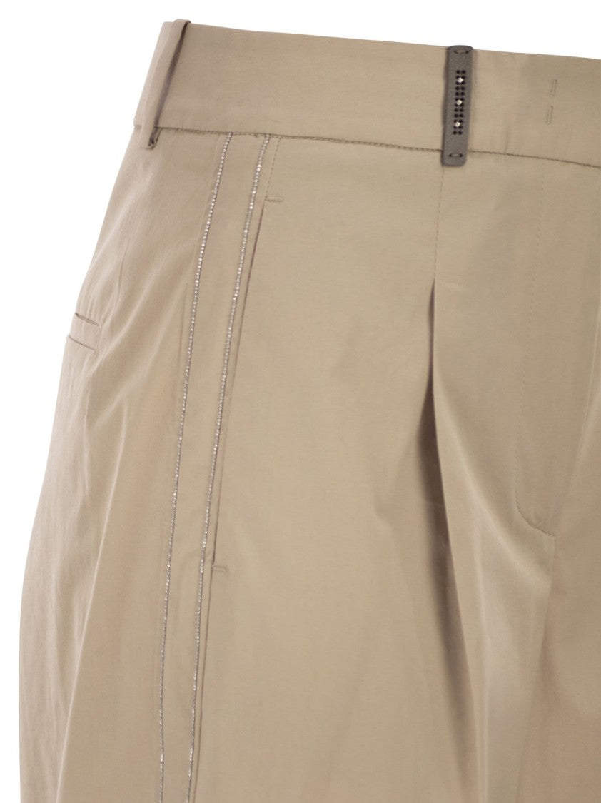 Peserico Tailored Trousers In Stretch Cotton With Pleats
