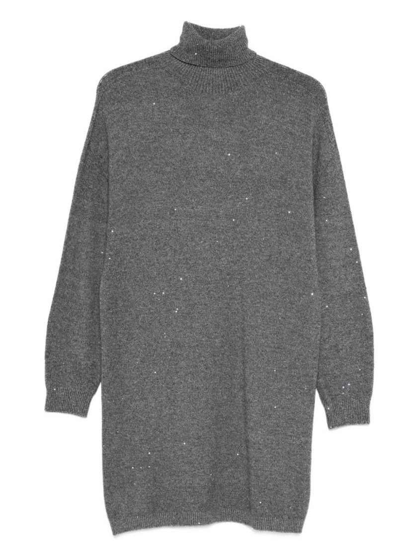 Liu Jo Knitted Grey Dress With High Turtleneck