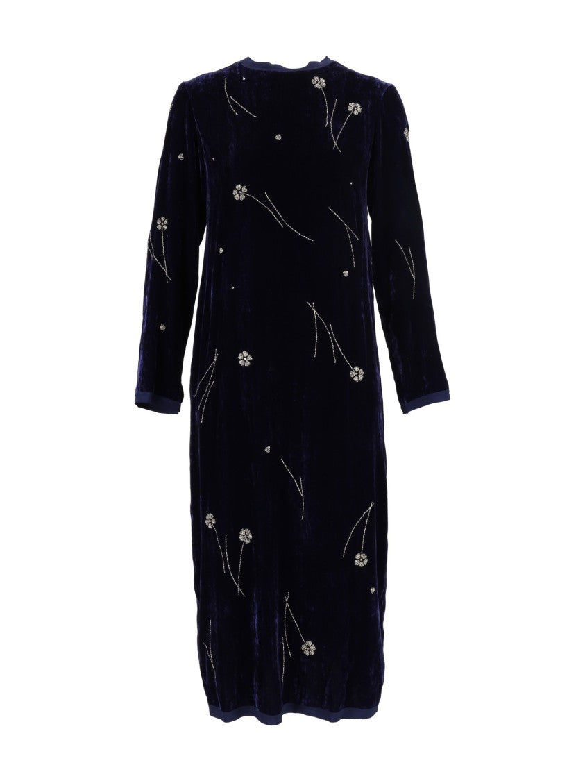 Forte Forte Fleurs D'orient Crushed Velvet Floral Midi Dress