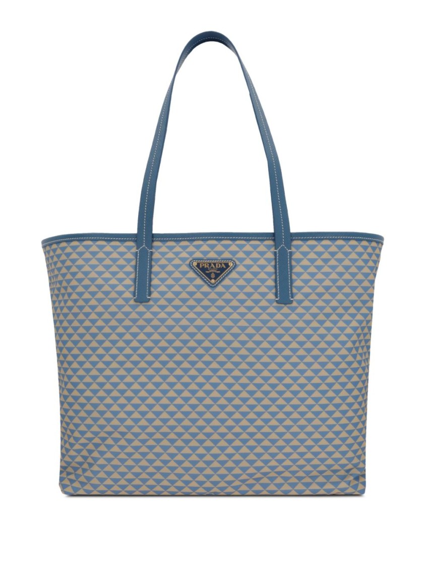 Prada Geometric Diamond Pattern Tote Bag With Signature Logo