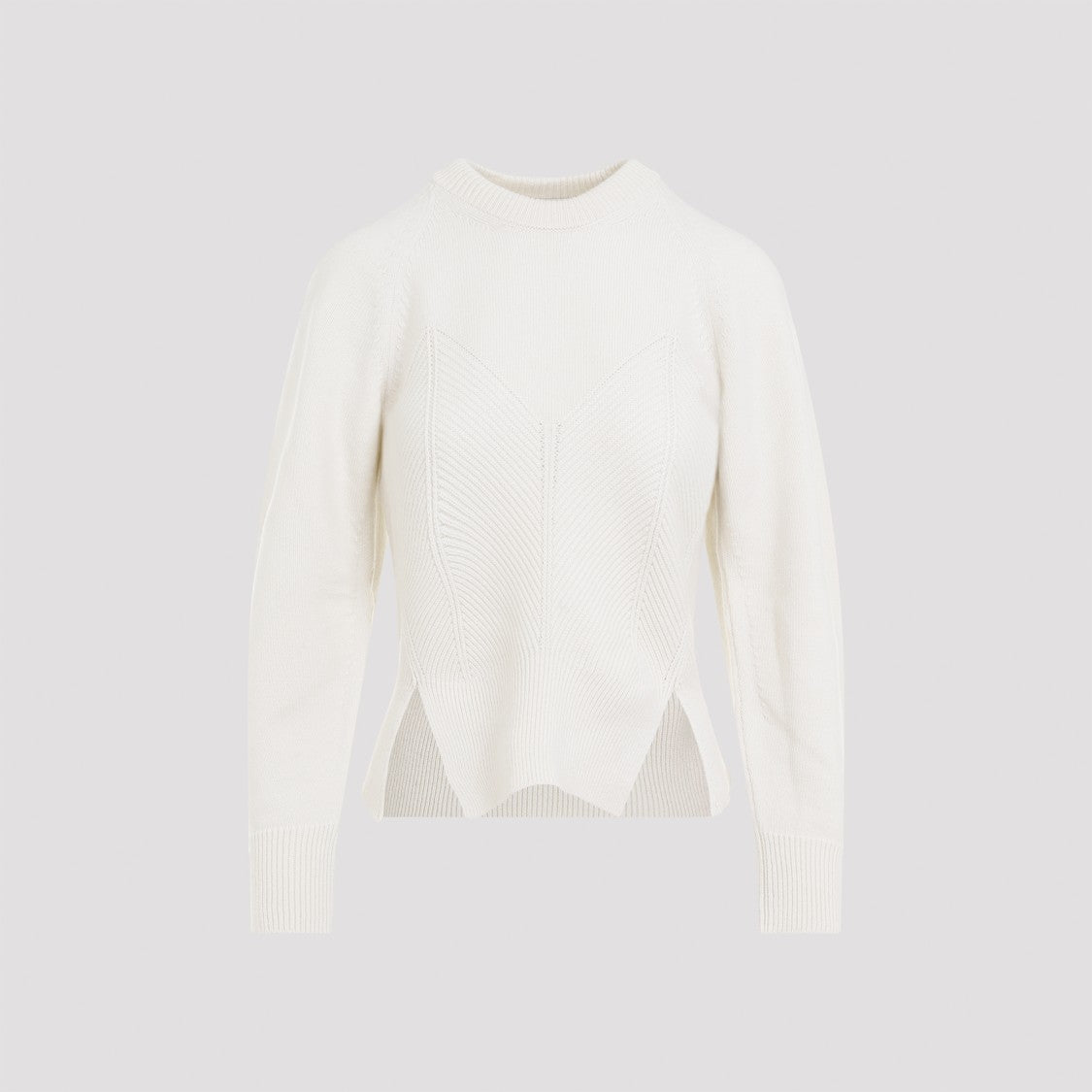 Alexander Mcqueen Chevron Ivory Cashmere Pullover