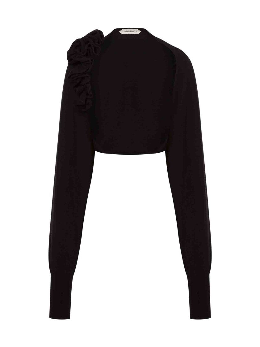 Alberta Ferretti Cropped Black Bolero Sweater