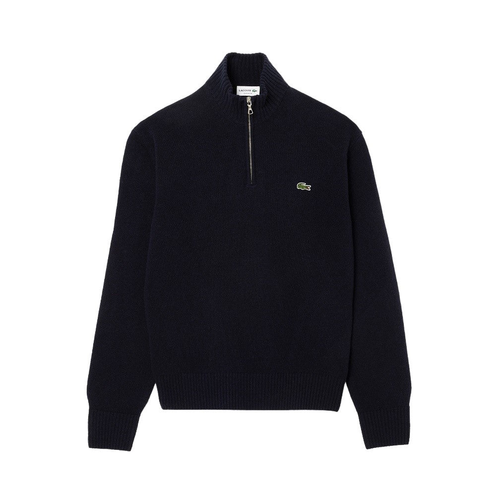 Lacoste Zip-Up Turtleneck Pullover With Signature Detail