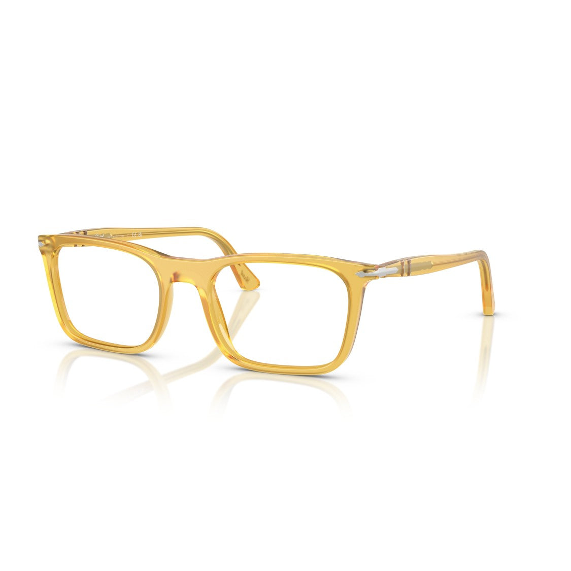 Persol 0Po3358v Translucent Amber Acetate Eyeglasses With Metallic Accents