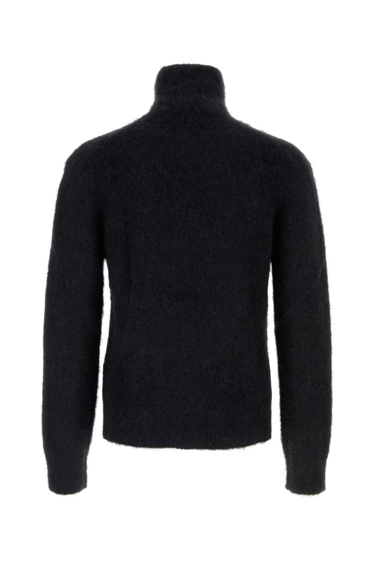 Ami Black Stretch Mohair Blend Sweater