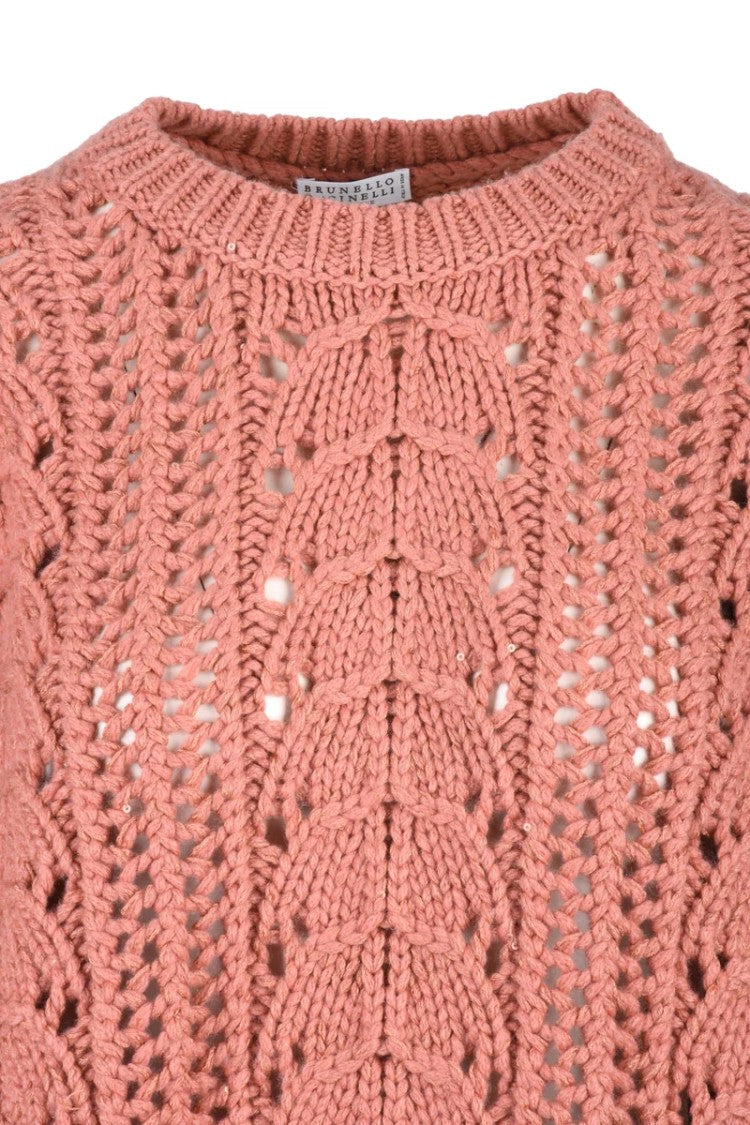 Brunello Cucinelli Sequin Cashmere Silk Sweater - Pink