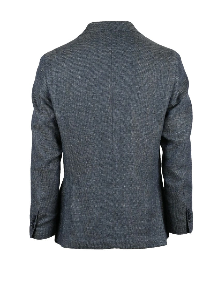 L.B.M. 1911 Grey Linen Virgin Wool Fitted Jacket