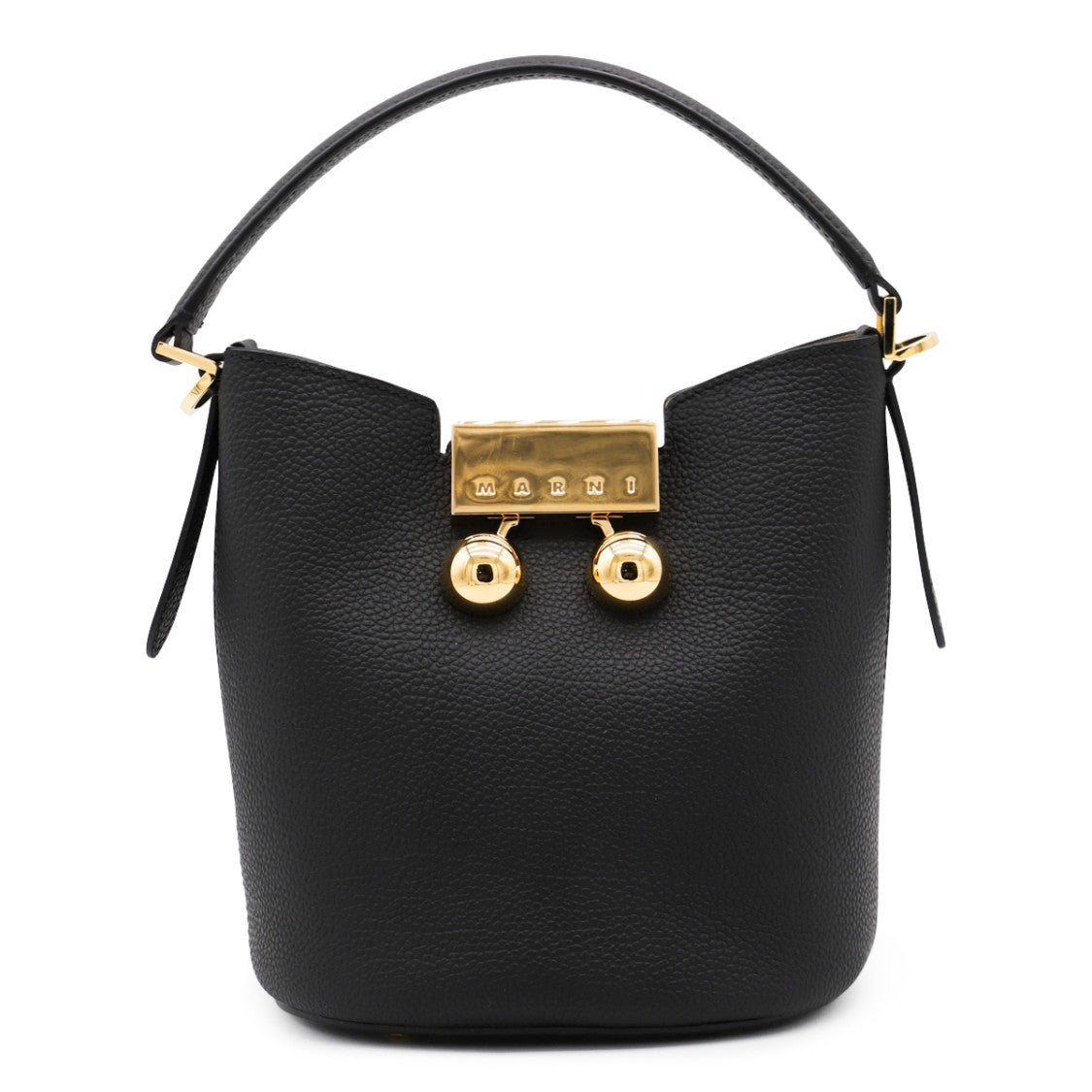 Marni Structured Black Satchel With Gold-Tone Hardware