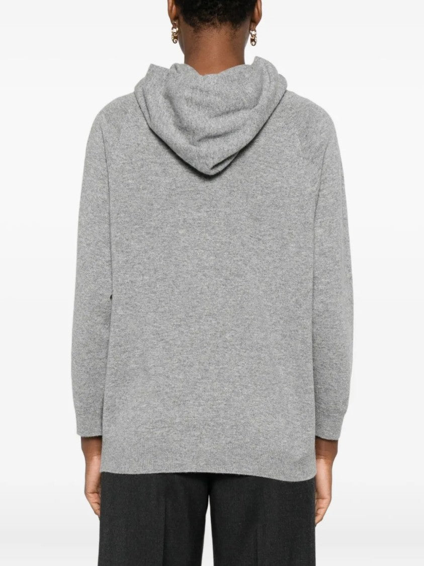 Fabiana Filippi Relaxed Fit Knit Pullover Hoodie With Subtle V-Neckline
