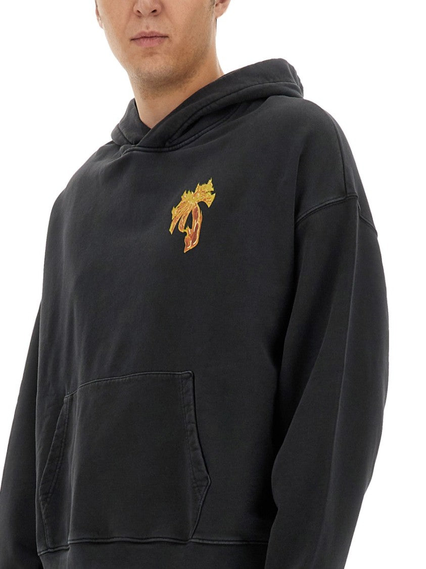 Palm Angels Relaxed Fit Black Hoodie With Vibrant Graphic Design