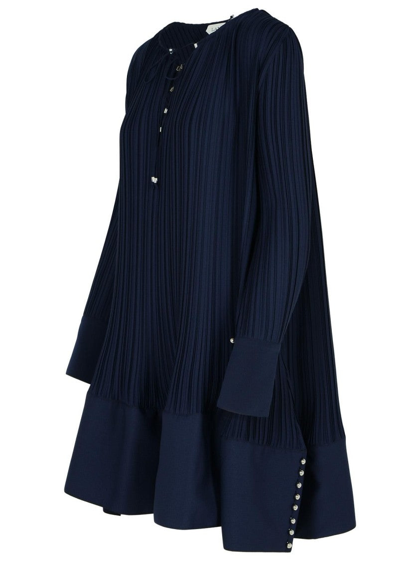 Lanvin Plissé' Navy Polyester Dress