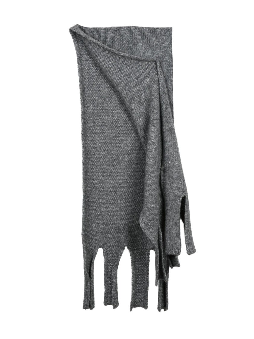Alpha Studio Grey Textured Luminous Wool-Blend Scarf