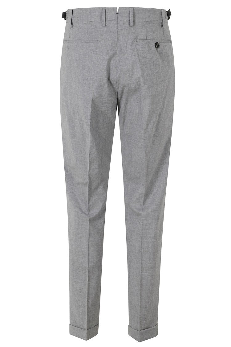 Berwich Gray Retro Darts Waist Strap Wool-Blend Trousers