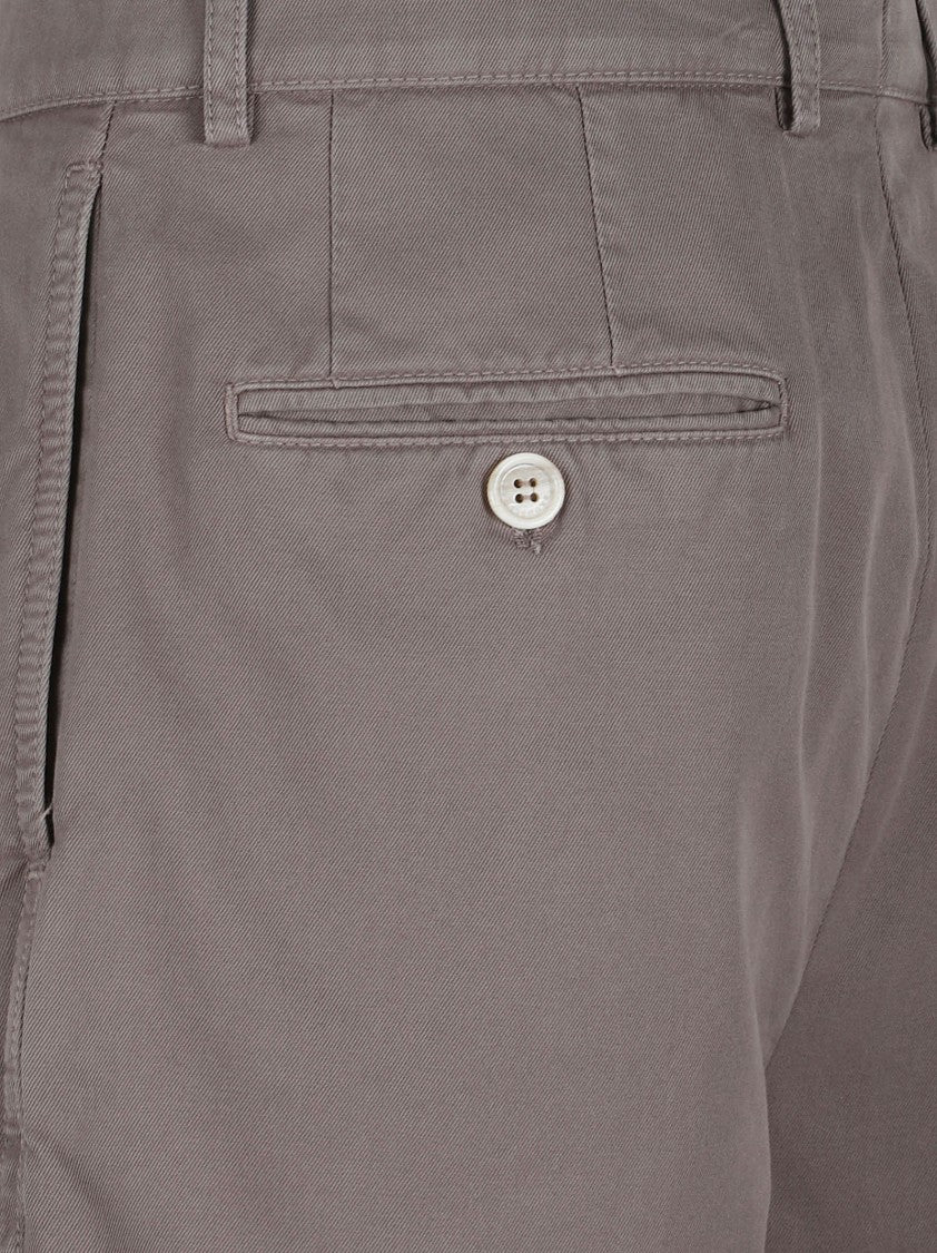 Brunello Cucinelli Tailored Brown Cotton Shorts With Refined Details