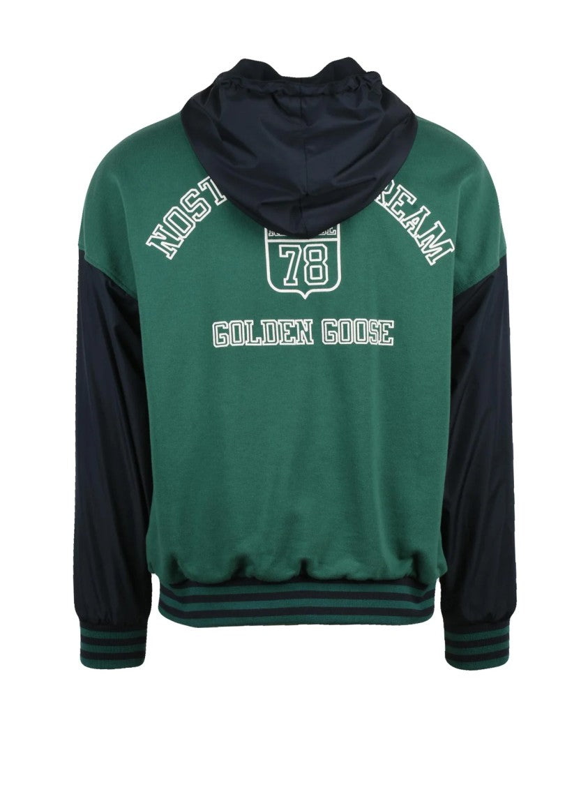 Golden Goose Green/Blue Reversible Nylon Sleeves Cotton Sweatshirt