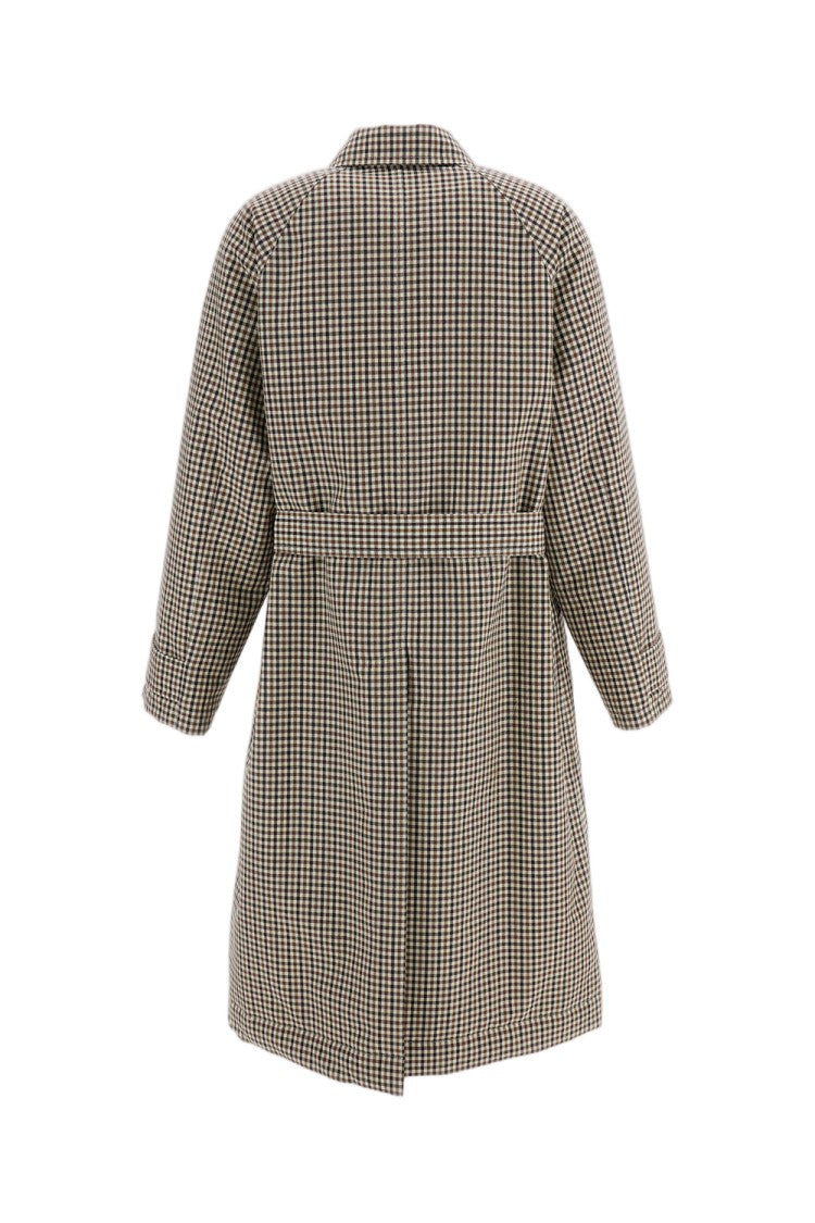 Plan C Multicolor Check Wool Double-Breasted Trench Coat