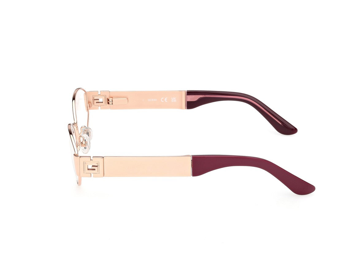 Guess Burgundy Gu50314 Round Metal Eyeglasses