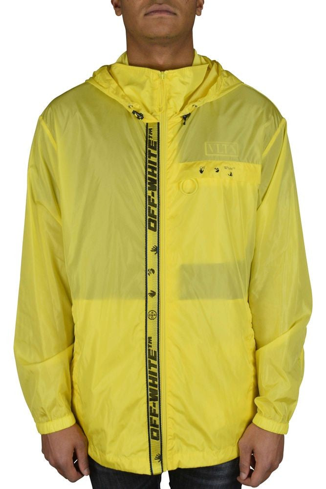 Off-White Yellow Off-White Windbreaker With Iconic Logo Accents