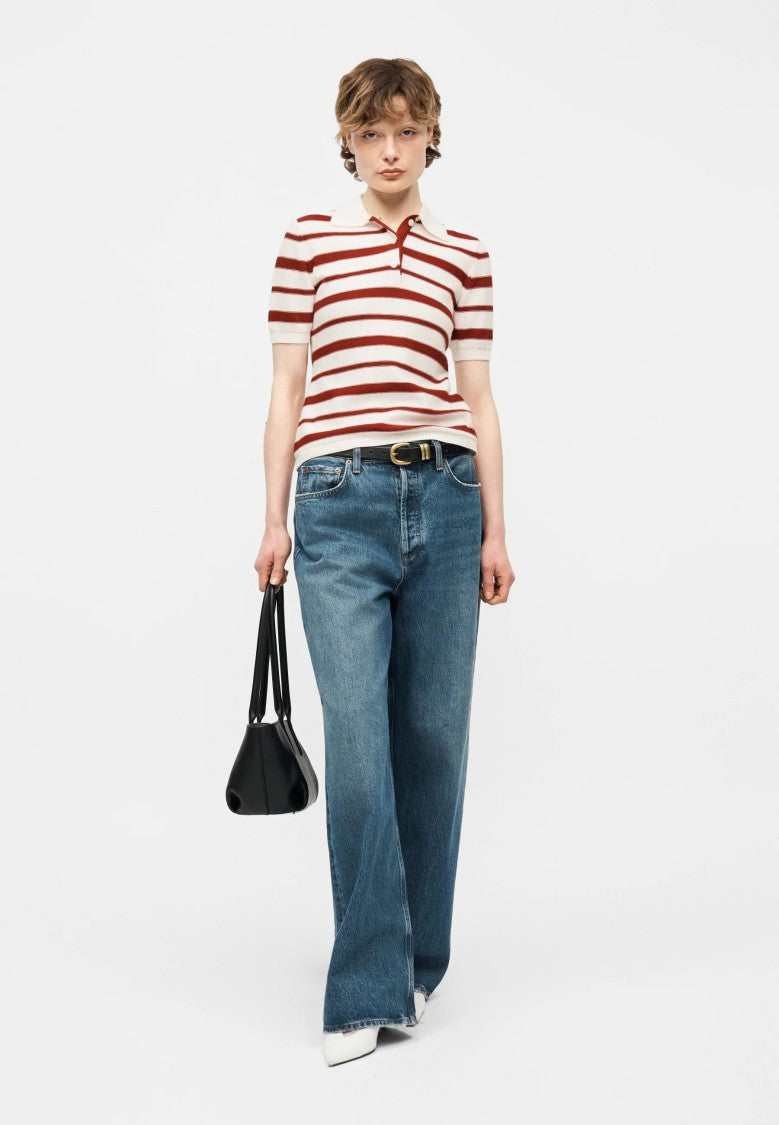 Max Mara White Red Cotton Blend Sweater
