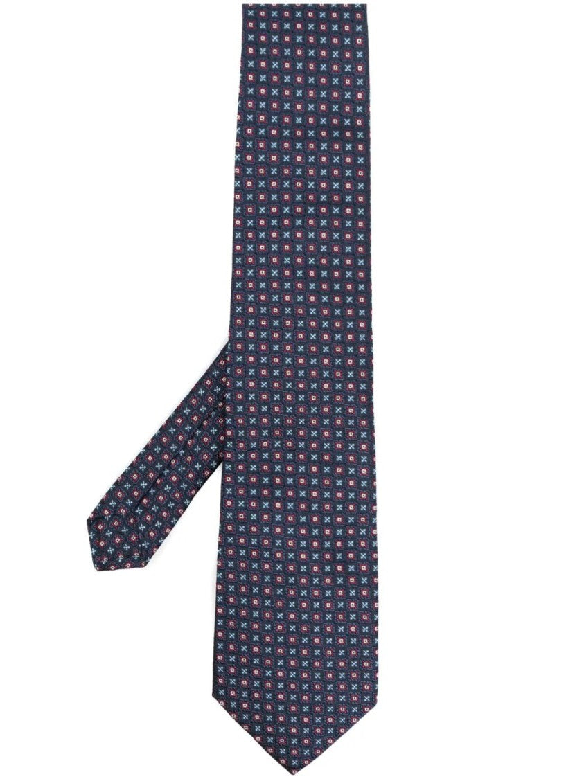 Etro Silk Tie With Intricate Deep Blue Pattern