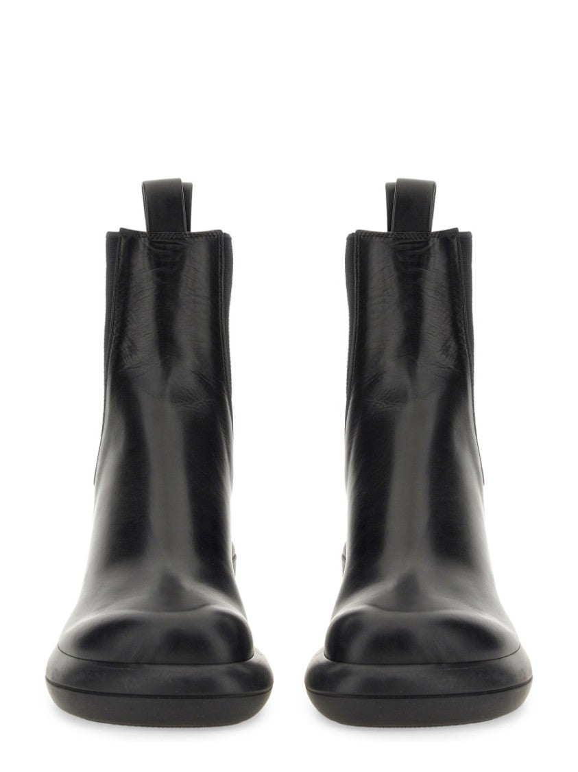 Jil Sander Black Leather Boots With Round Toe