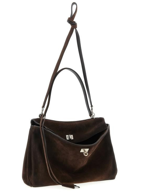 Balenciaga Medium Suede Turn-Lock Tote Bag