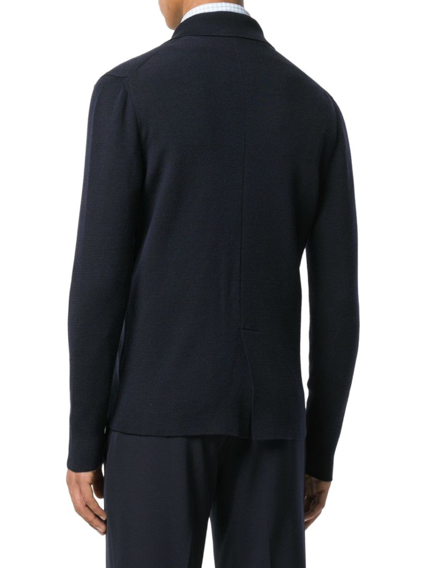 Drumohr Navy Blue Knit Wool Blazer