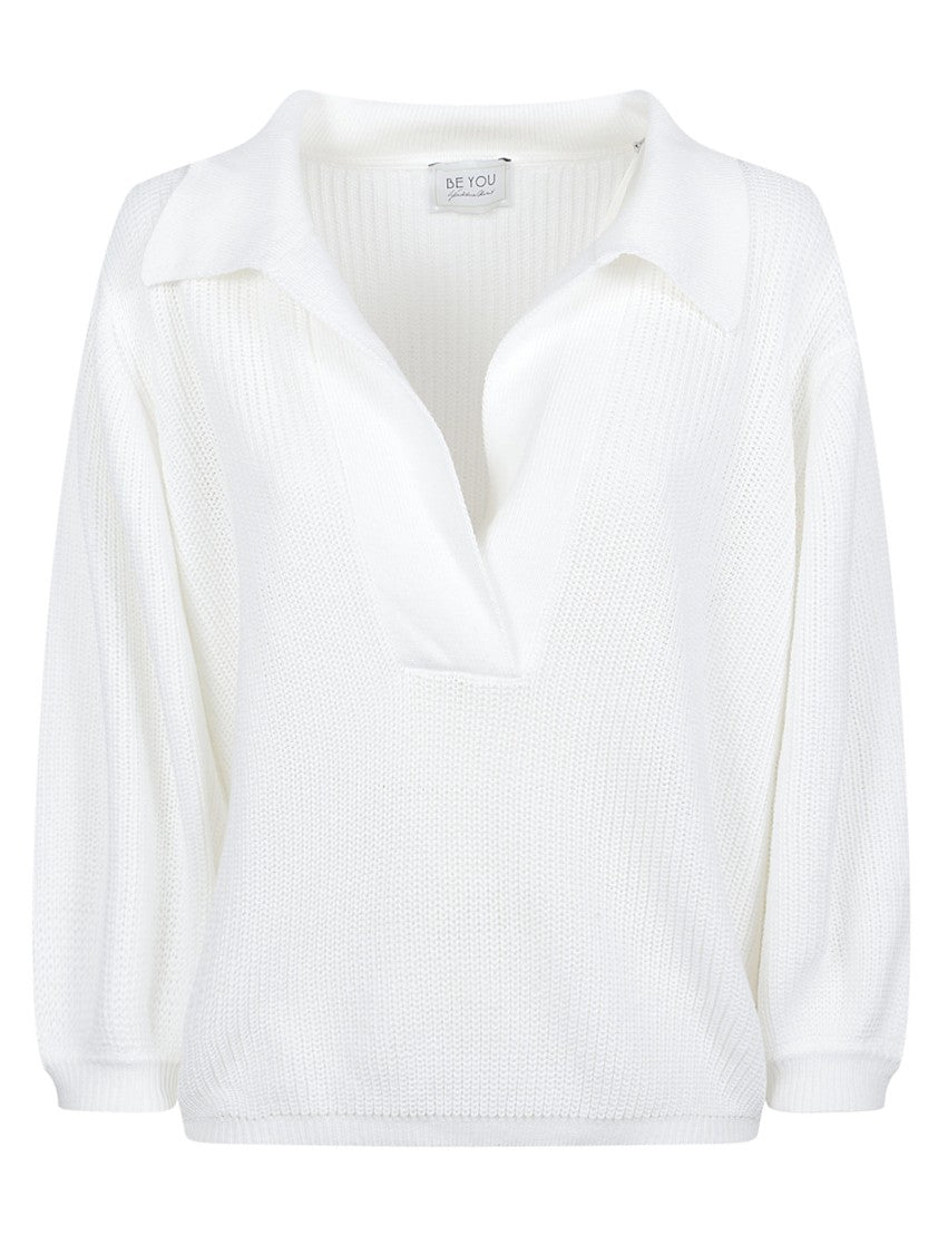Be You Textured White Knit Top
