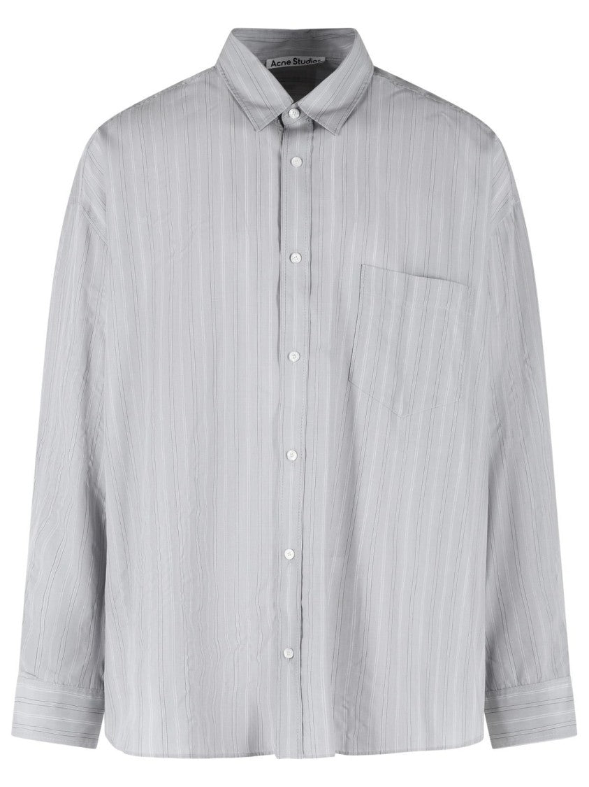 Acne Studios Grey Striped Lyocell Loose Shirt