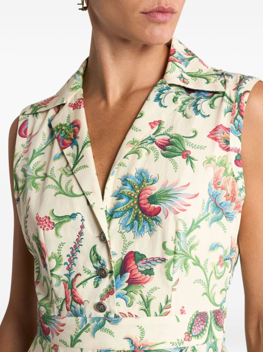 Etro Floral Print A-Line Midi Dress