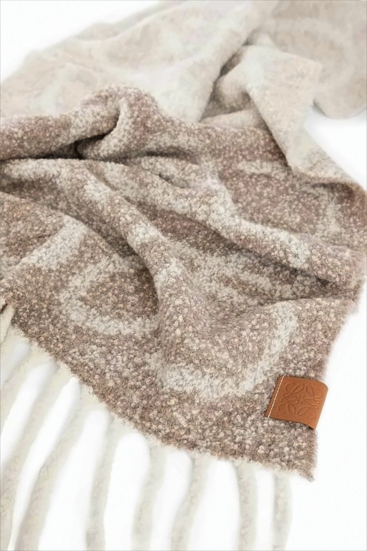 Loewe Loewe Anagram Jacquard Scarf With Fringed Ends