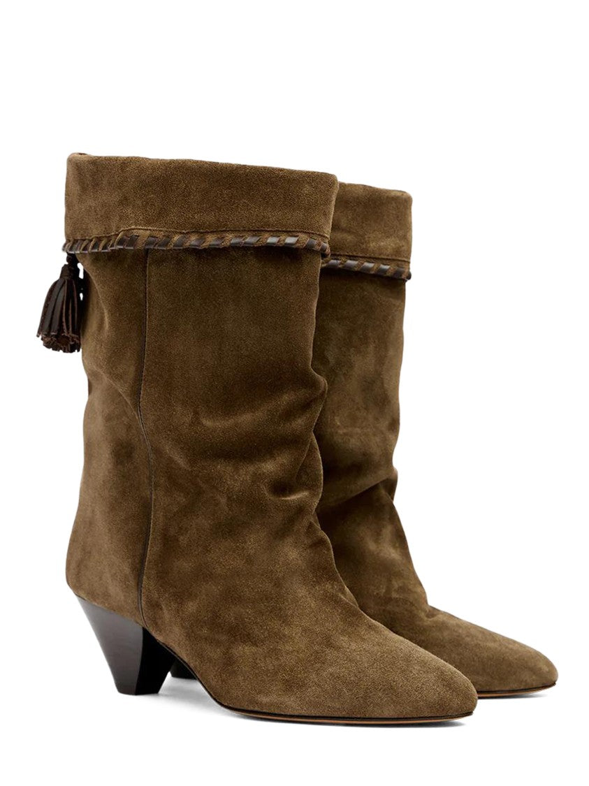 Isabel Marant Suede Leather Boots With Braided Trim