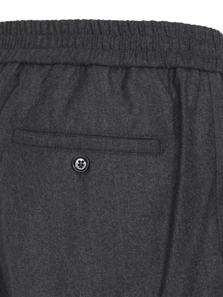 Ami Paris Smooth Wool Elasticated Waist Straight-Leg Pants