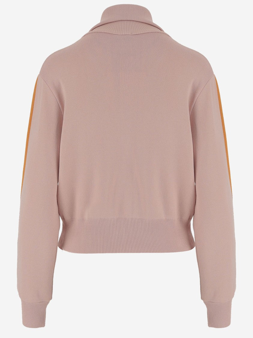 Autry Viscose Blend Jacket With Embroidered Logo And Contrasting Stripes