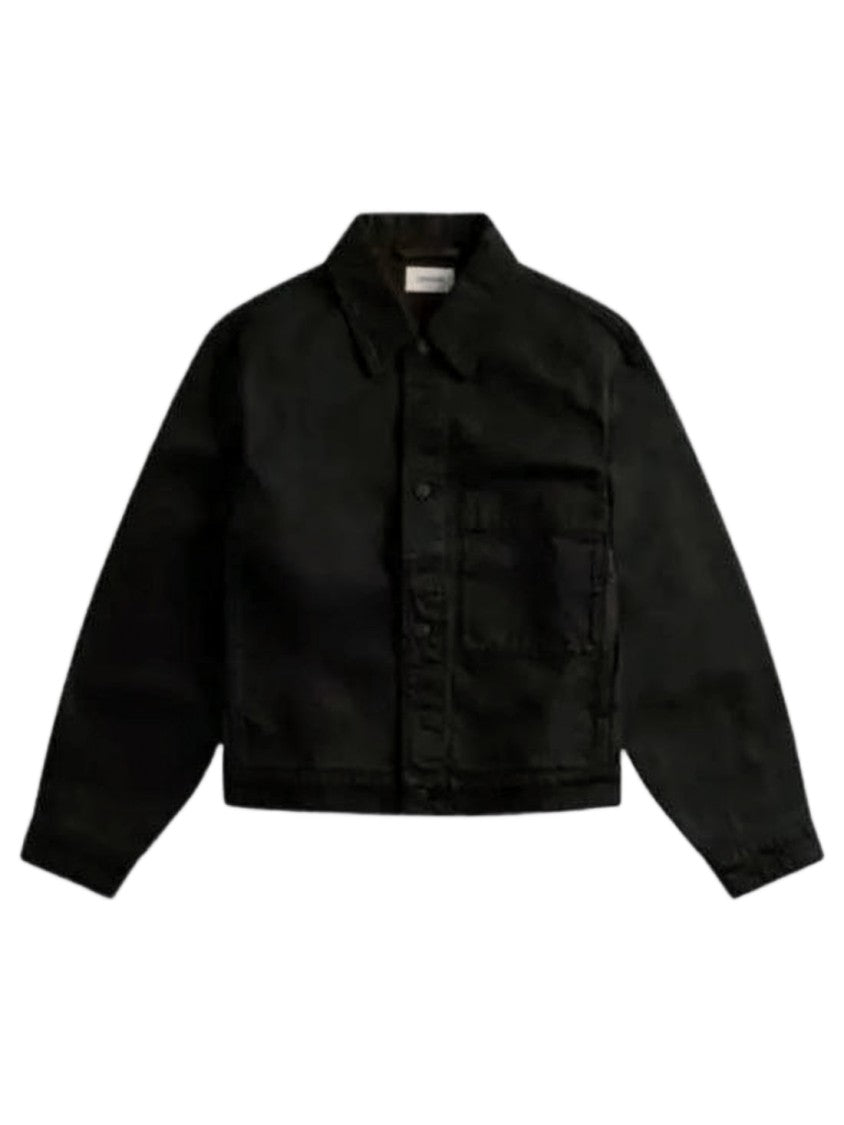 Lemaire Cropped Boxy Black Jacket With Classic Collar
