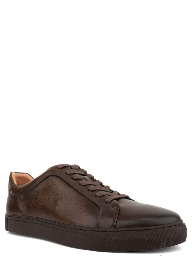 Sergio Moretti Brown Leisure Low-Profile Leather Sneakers
