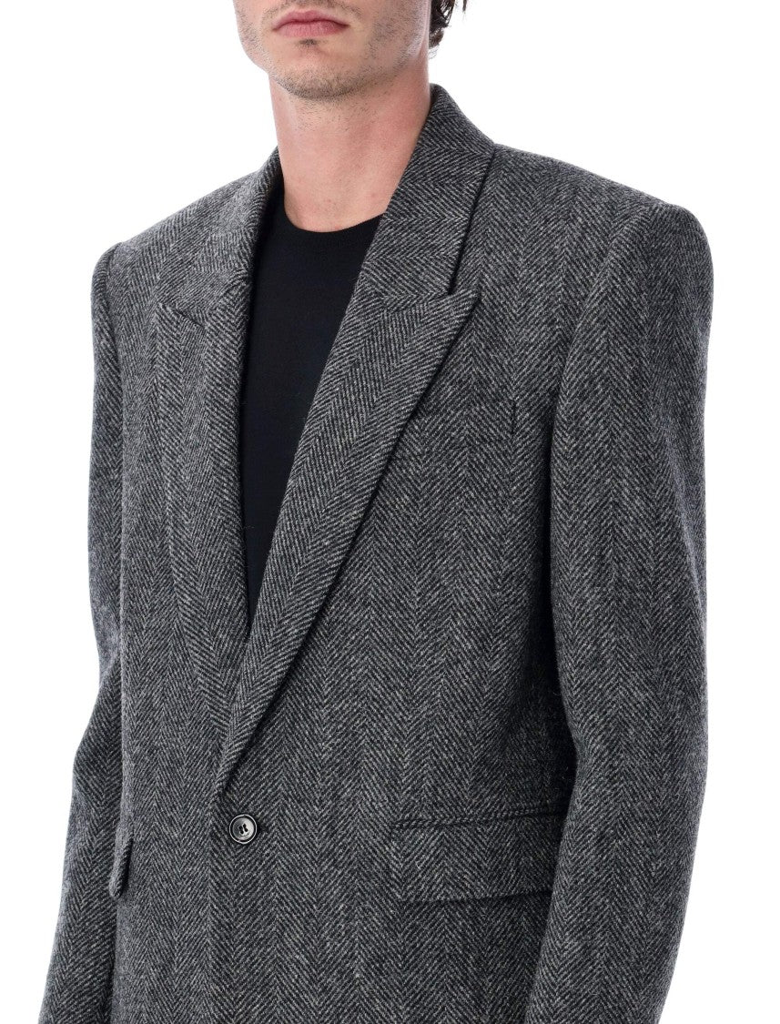 Saint Laurent Oversized Herringbone Wool Single Jacket