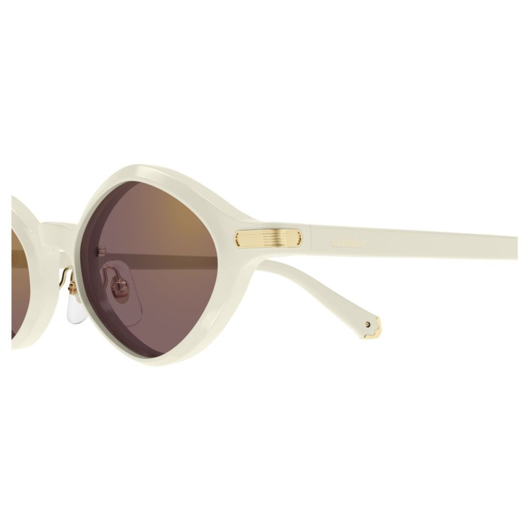 Cartier Oval Off-White Recycled Acetate Sunglasses With Brown-Tinted Lenses