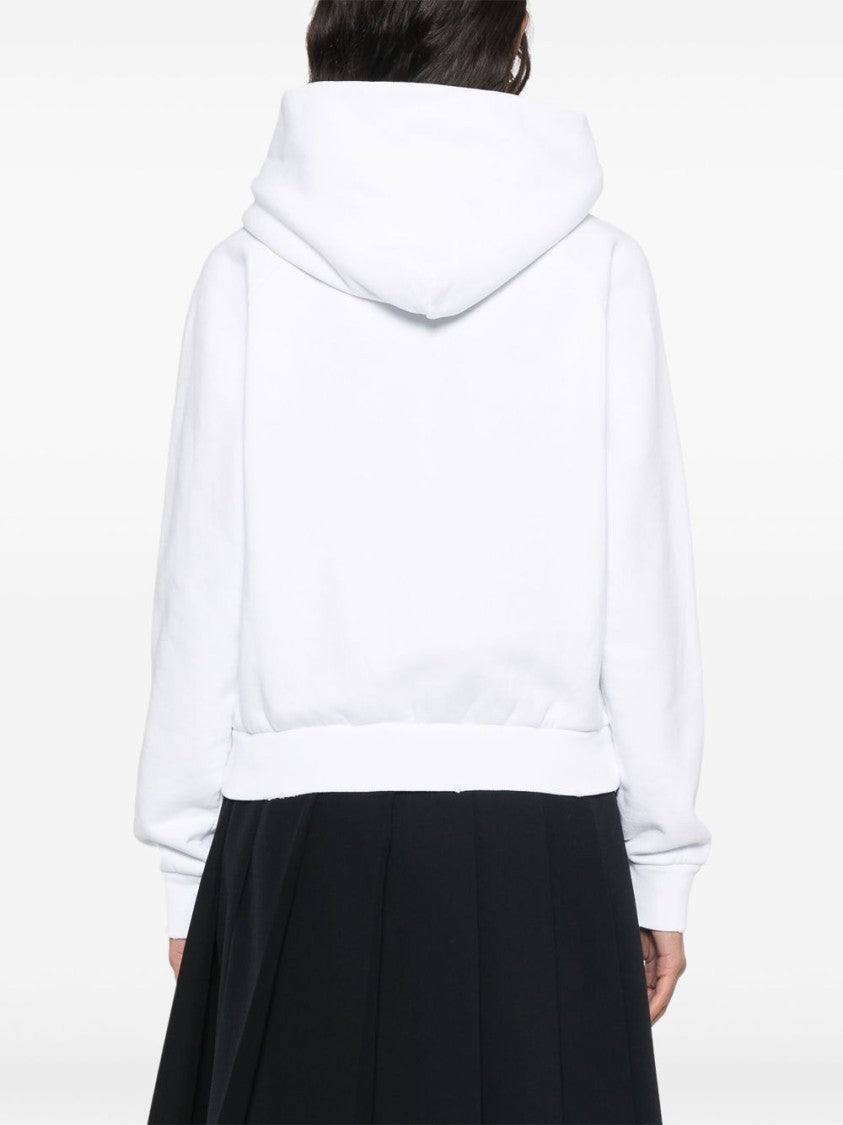 Prada Relaxed Fit White Hoodie With Embroidered Brand Detail