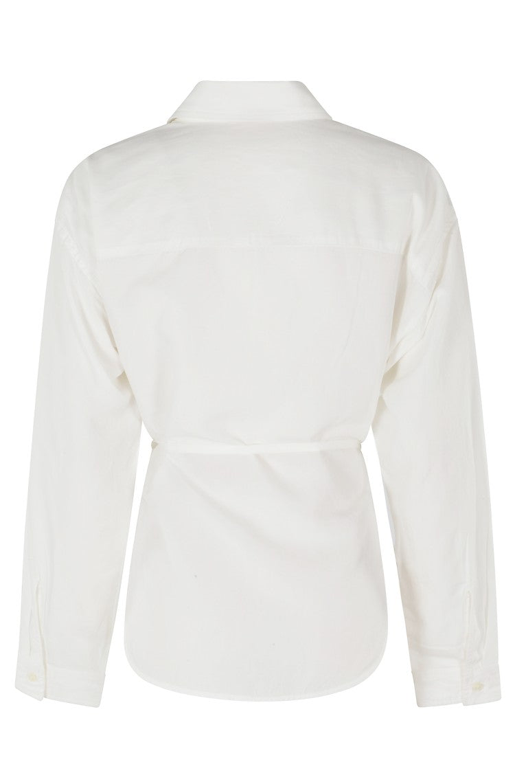 Diesel White C Delphos S3 Wrap Tie Embroidered Logo Modal Blouse