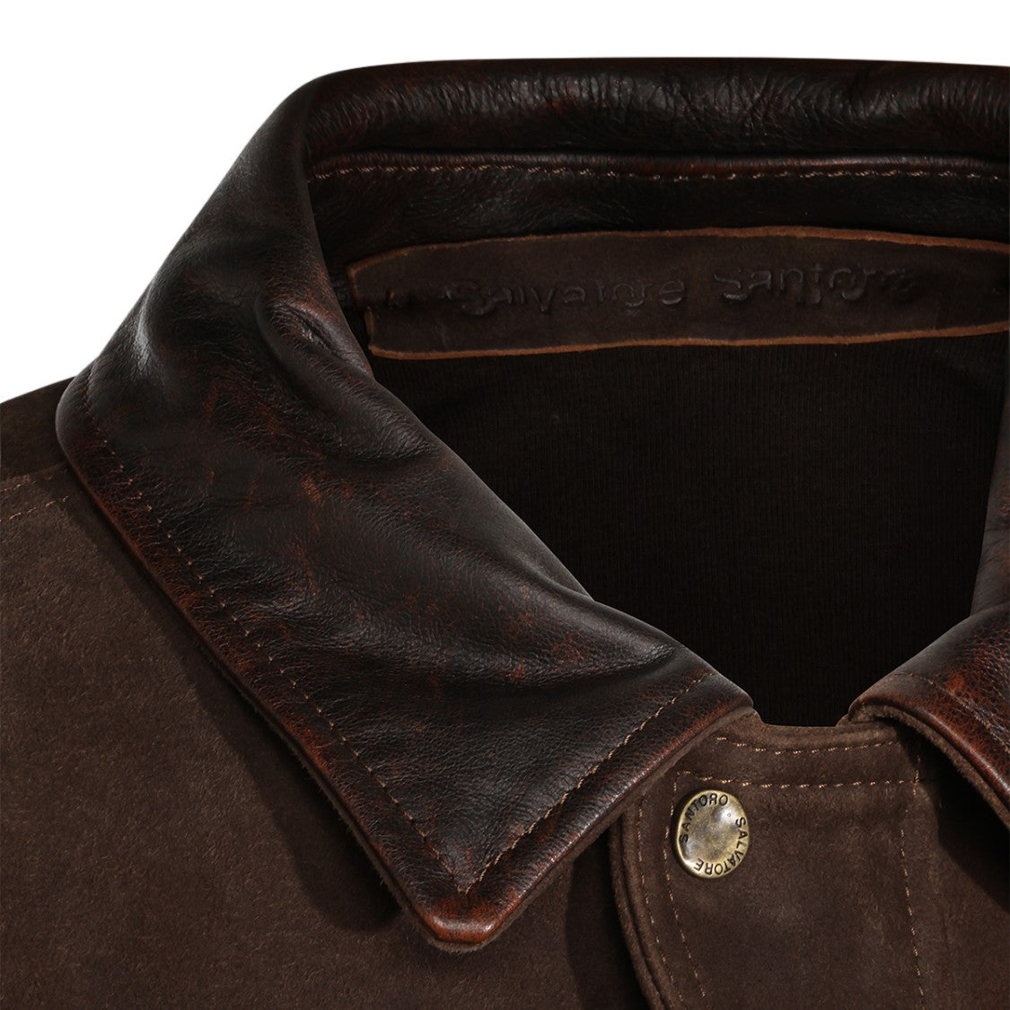 Salvatore Santoro Dark Brown Suede Leather Collar Casual Jacket