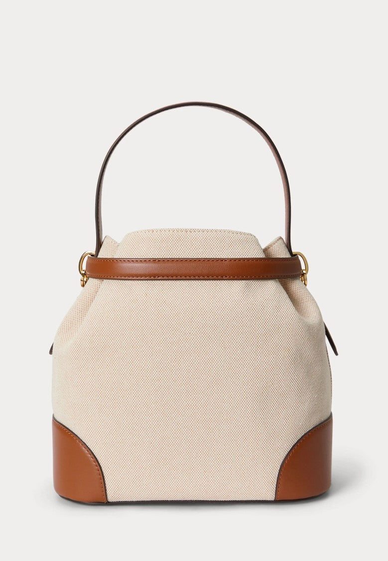 Lauren Ralph Lauren Structured Handbag With Textured Fabric And Leather Accents