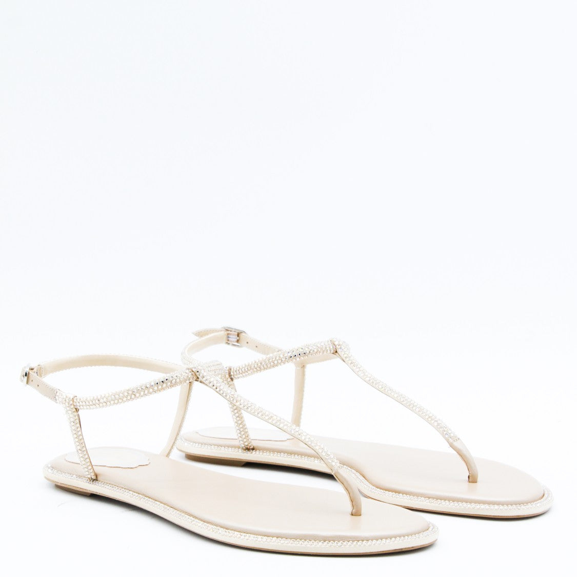 René Caovilla White Leather Flats