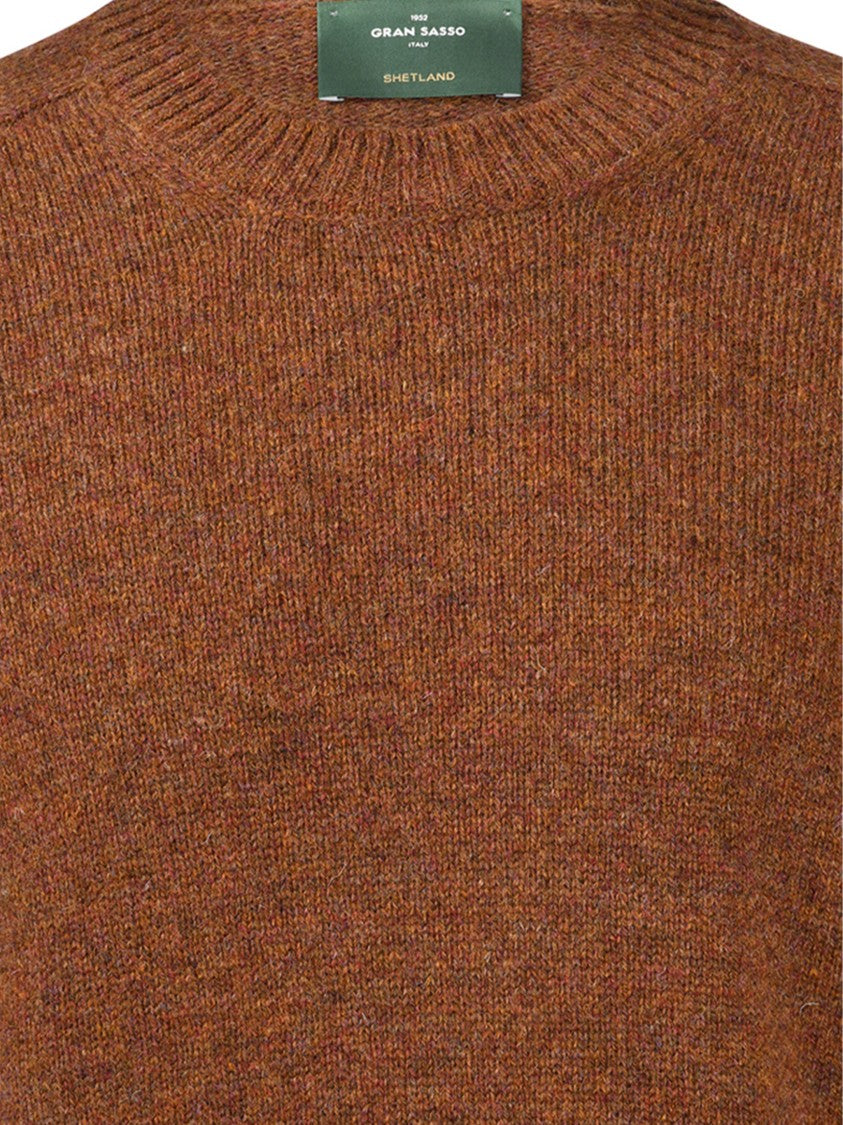 Gran Sasso Rich Brown Wool Sweater With Textured Knit