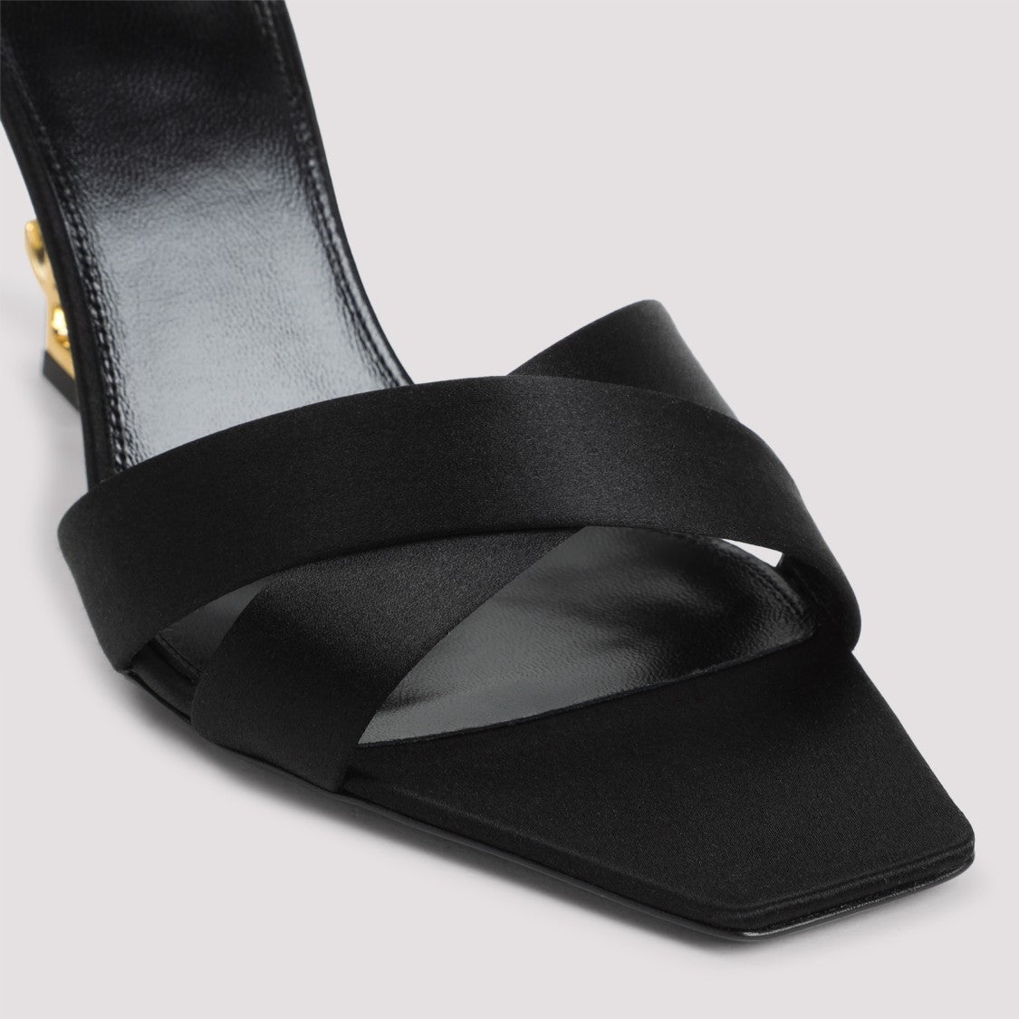 Saint Laurent Black Satin Sandals