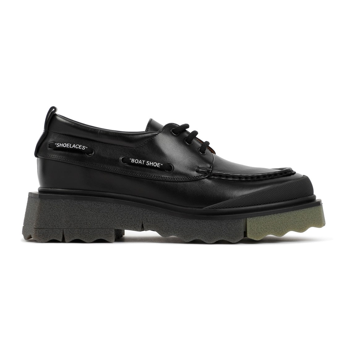 Off-White Sponge Leather Boatshoe With Sculpted Rubber Outsole